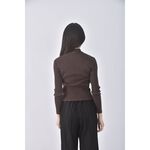 (S) uniqlo質感棉質坑紋棕色長袖上衣二手衣, , large