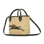 LONGCHAMP S號 LE PANIER PLIAGE 草編二用包/卡其綠, , large