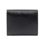 PRADA 三角牌LOGO水波紋皮革暗釦三折短夾/黑色, , large