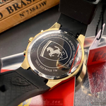 [星晴錶業]FERRARI手錶,46mm,FE00042黑金色錶面黑錶殼深黑色矽膠錶帶款, , large