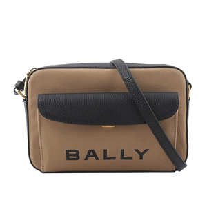 BALLY Bar Daniel 帆布及皮革口袋斜背包/沙色/黑色