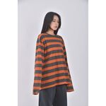 (M) 【智恩私服】stussy質感棉質純棉條紋橘色長袖上衣二手衣, , large