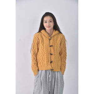 (S) pnk shop韓牌質感牛角釦連帽橘色外套二手衣