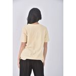 (S) 質感線條杏色短袖上衣二手衣, , large