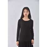 (S) niceioi質感圓領黑色長袖上衣二手衣, , large