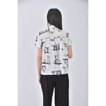 (S) eyescream質感圖紋白色短袖上衣二手衣, , large