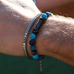 【快速出貨】法國 ROCHET Zen系列 藍磷灰石 虎眼石男士串珠手鍊 HB2806, , large