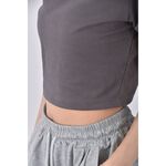 (S) gu修身短版棉質素面灰色短袖上衣二手衣, , large