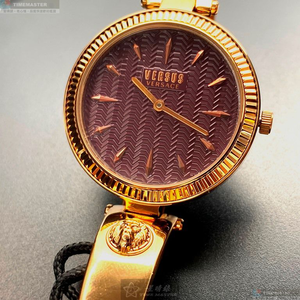 [星晴錶業]VERSUS VERSACE手錶,34mm,VV00302香檳紅錶面玫瑰金錶殼玫瑰金色精鋼錶帶款