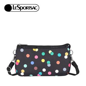 |快速出貨|Lesportsac Med Koko Crossbody 手拿斜背兩用包/ 圓點漂浮氣球 黑色