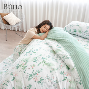 BUHO "Rika Mori Green" Natural Selected Cotton 6x7 ft Double Quilt Cover,  BUHO "Rika Mori Green" Natural Selected Cotton 6x7 ft Double Quilt Cover