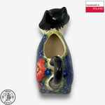 【SOLO Vintage】Cerraf Polish Pottery 60ml Cow Milk Jug Red and Blue Blossoming Elegance Series Made in Poland, , large