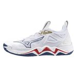 Mizuno Wave Momentum 3 男 排球鞋 運動 訓練 耐磨 包覆 白 深藍 [V1GB241346], , large