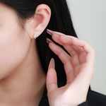 S999純銀精緻閃耀雙鋯石耳扣款耳環附馬卡收納盒, , large