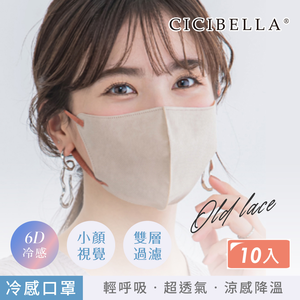 【千康購物網】CICIBELLA 6D冷感輕呼吸口罩10入-米