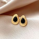 【Gulicc】古莉可 耳環  中古黑金色系輕奢耳環, , large