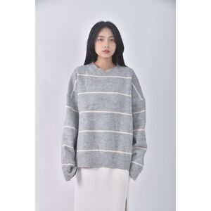 (2XL) genji條紋灰色長袖上衣二手衣
