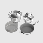 THANKFUL Chef's Steel Good Pot Series - 24cm Ceramic Frying Pan + 24cm Soup Pot Set (Includes Shared Lid), , large