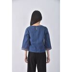 (S) max co丹寧牛仔棉質圓領藍色長袖上衣二手衣, , large