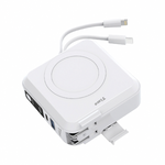 【Timo】五合一自帶線磁吸行動電源 10000mAh - PD/QC快充｜無線充電｜萬用充 | Wh標示 - 月牙白, , large