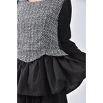 (S) 棉質設計感黑色長袖上衣二手衣, , large