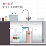 【麗水生活】豪星 HS-170 廚下加熱型-冷熱飲水機-玫瑰金-含龍頭 搭配過濾器 卡式RO6道逆滲透 淨水器 加熱器, , large