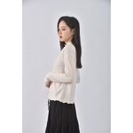 (S) jenny eyelet韓牌質感木耳邊杏色長袖上衣二手衣, , large