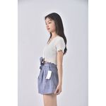 (L) earth music ecology高腰棉質純棉藍色綁帶短褲二手衣, , large