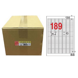 【龍德】LONGDER三用電腦標籤A4 189格 圓角10*25.4mm白色 1000張/箱 LD-8102-W-B(適用雷射、噴墨、影印)