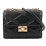 Michael Kors Serena 縫線菱格紋肩背/斜背鍊包/中款/黑色, , large