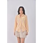 (S) 【依庭私服】ziranyuansu質感格紋粉色長袖上衣二手衣, , large