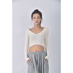 (S) 【安于晴Charlene私服】bershka質感V領白色長袖上衣二手衣, , large