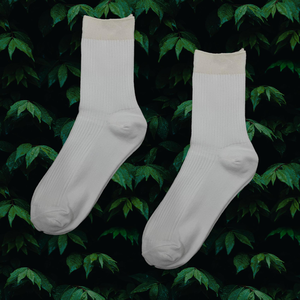 [Runway] Best-Selling In-Store | High CP Value Disposable Socks | Camping, Hiking, Travel, Business Trips | Striped Socks | White | 3 Pairs