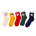 [Kaimei Cotton] MIT Taiwan Made Pure Cotton Monochrome Embroidered Christmas Socks Christmas Socks Christmas Gifts Five Pairs Randomly Excellent, , large