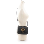 TORY BURCH Eleanor 荔枝皮革大標誌翻蓋小款二用包/黑色, , large