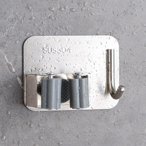 304 Stainless Steel Mop Holder with Hooks, Roller, Broom and Sweeper Storage Hook Rack, No Drill Required, Suitable for Home Kitchen and Bathroom Storage,  304 Stainless Steel Mop Holder with Hooks, Roller, Broom and Sweeper Storage Hook Rack, No Drill Required, Suitable for Home Kitchen and Bathroom Storage