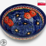 【SOLO Vintage】Cerraf Polish Pottery 16cm Bowl Red and Blue Blossoming Elegance Series Made in Poland, , large