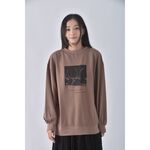 (XL) earth music ecology棉質大學T印花棕色長袖上衣二手衣, , large
