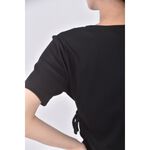 (M) air space質感V領黑色短袖上衣二手衣, , large