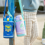 【日本孔雀Peacock】兒童316不鏽鋼保溫杯800ML 附專屬杯套+反光背帶-天鵝-紫(兒童水壺), 天鵝-紫, large