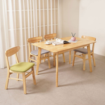 【Homelike】喜家居120cm實木餐桌椅組(一桌四椅)-二綠二灰椅(2312-22), , large