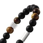【快速出貨】法國 ROCHET Zen系列 虎眼石 黑瑪瑙男士串珠手鍊 B28600103, , large