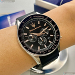 [星晴錶業]MASERATI手錶,44mm,R8871640002黑色錶面銀黑色錶殼深黑色矽膠錶帶款, , large
