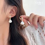 【Gulicc】古莉可 耳環 法式 優雅扇形小裙 精鑲耳環, , large