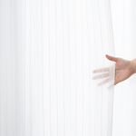 Ready-Made Sheer Curtains – Set of 2 Panels – "Snow White Stripes" – Width 100cm, Height 163/208/238cm – Made in Taiwan – White Color – Vertical Stripes – Machine Washable, , large