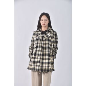 (S) nice claup co ltd質感格紋黑色綁帶外套二手衣