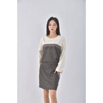 (XL) 【德馨私服】w ida韓牌質感棉質拼接杏色洋裝二手衣, , large