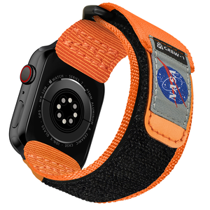 Mifa Apple Watch EDC-34太空總署NASA系列戰術尼龍混搭真皮皮革運動錶帶(適用S1-10代 & Ultra 1-2 & SE )-太陽橘