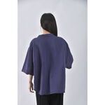 (2XL) uniqlo質感亞麻棉質素面藍色短袖上衣二手衣, , large