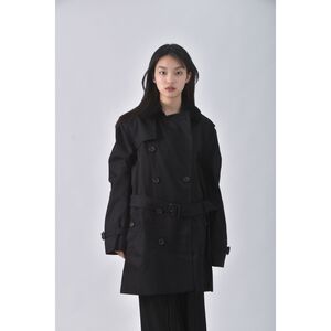 (L) burberry質感排釦風衣黑色外套二手衣